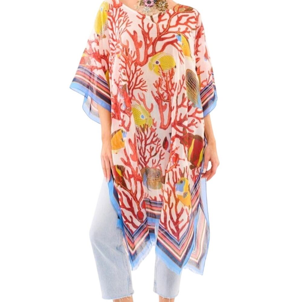 Aratta Sea of Belief Kimono OS Hand Beaded Coastal Cowgirl OS fits most NIB